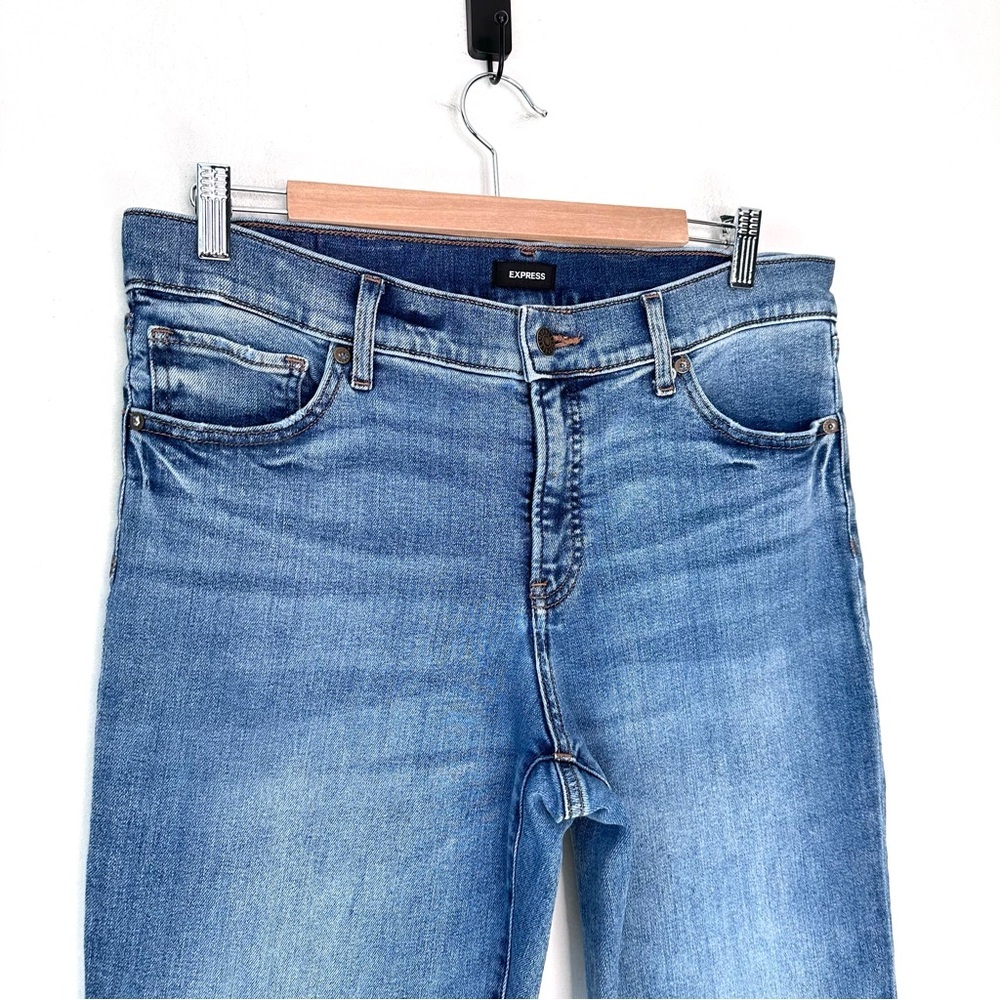 Express 70’s Flare Mid Rise Jeans Size 12 Short - Picture 2 of 7